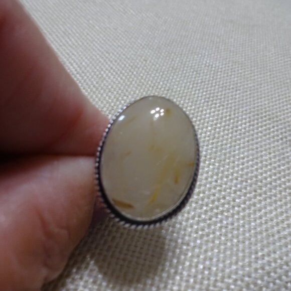 Gorgeous GOLDEN RUTILE Handmade Sterling Ring Size 6.25 #222C - Picture 2 of 3